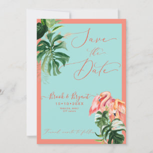 PixDezines Tropical Pink Flamingos DIY Colours Invitation
