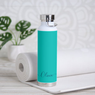 PixDezines Turquoise Aruba Teal DIY Colour Water Bottle