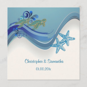 PixDezines turtles/honu+waves/diy background Invitation