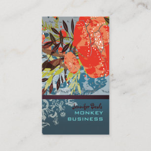 PixDezines Tuscanini retro floral + teal Business Card