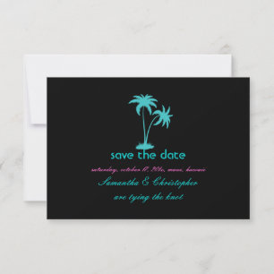 PixDezines Twin Palms, aqua blue Save The Date