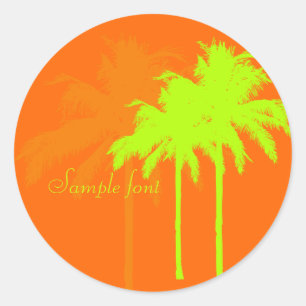 PixDezines twin palms/diy background colour Classic Round Sticker
