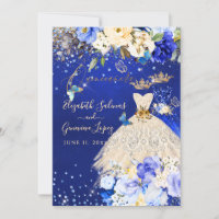 PixDezines Twins Quinceanera Royal Blue Gold