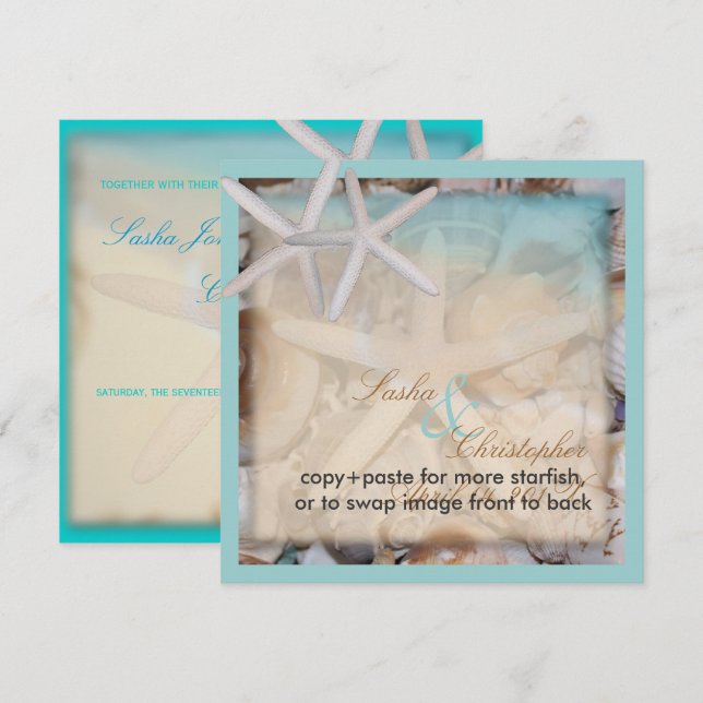 PixDezines UNDER THE SEA/STARFISH Invitations (Front/Back)