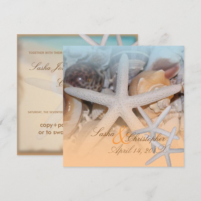 PixDezines Under the Sea, Starfish/Invitations Invitation (Front/Back)