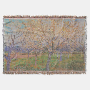 PixDezines van gogh peach blossoms orchard Throw Blanket