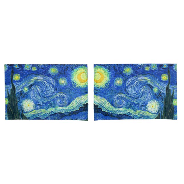 PixDezines Van Gogh Starry Night/St. Remy Pillowcase (Front-Set)