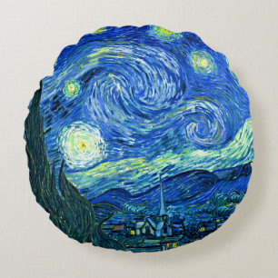 PixDezines van gogh starry night/st. remy Round Pillow