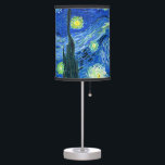 PixDezines van gogh starry night Table Lamp<br><div class="desc">Van Gogh's famous painting,  "The Starry Night." Painted during his stay at the Saint Remy asylum in the 1880's,  van Gogh depicted the rolling hills and cypress trees he saw from his window.  Digitally enhanced by PixDezines.  Copyright © 2008-2016 PixDezines.com™ and PixDezines™ on zazzle.com. All rights reserved.</div>