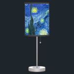 PixDezines van gogh starry night Table Lamp<br><div class="desc">Van Gogh's famous painting,  "The Starry Night." Painted during his stay at the Saint Remy asylum in the 1880's,  van Gogh depicted the rolling hills and cypress trees he saw from his window.  Digitally enhanced by PixDezines.  Copyright © 2008-2016 PixDezines.com™ and PixDezines™ on zazzle.com. All rights reserved.</div>