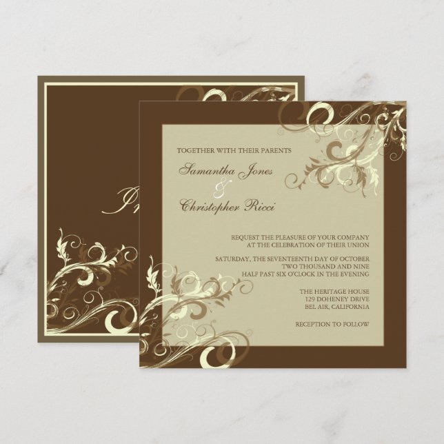 PixDezines VANILLA SWIRLS/CAFE AU LAIT Invitation (Front/Back)