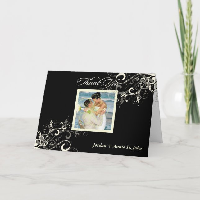 PixDezines vanilla swirls/diy background colour Thank You Card (Front)
