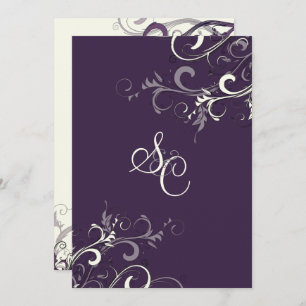 PixDezines VANILLA SWIRLS/DIY COLOR, DARK PURPLE Invitation