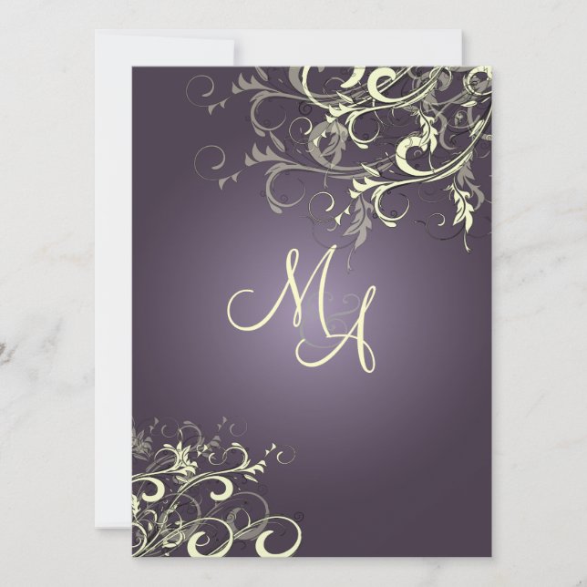 PixDezines Vanilla Swirls/DIY Dark Purple Bckgrnd Invitation (Front)