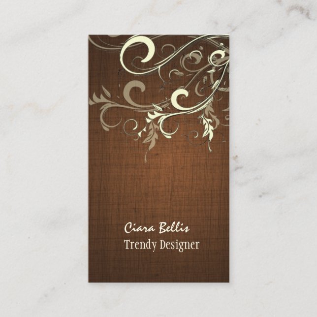 PixDezines vanilla swirls/faux linen Business Card (Front)