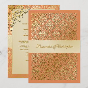 PixDezines vavin damask/champagne/diy background Invitation