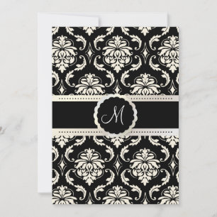 PixDezines Vendome Damask / Black + White 5x7 Invitation