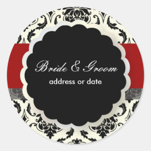PixDezines Vendome Damask, diy Red Classic Round Sticker