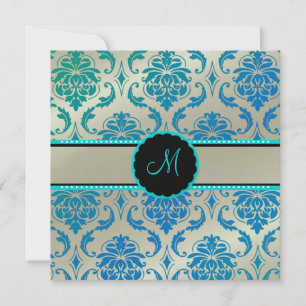 PixDezines Vendome Damask / Peacock Blue Invitation