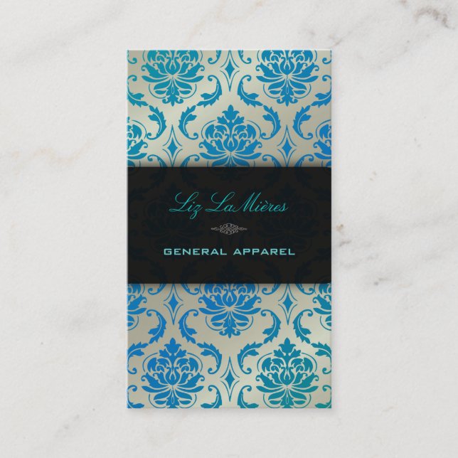 PixDezines vendome damask/peacock colour Business Card (Front)
