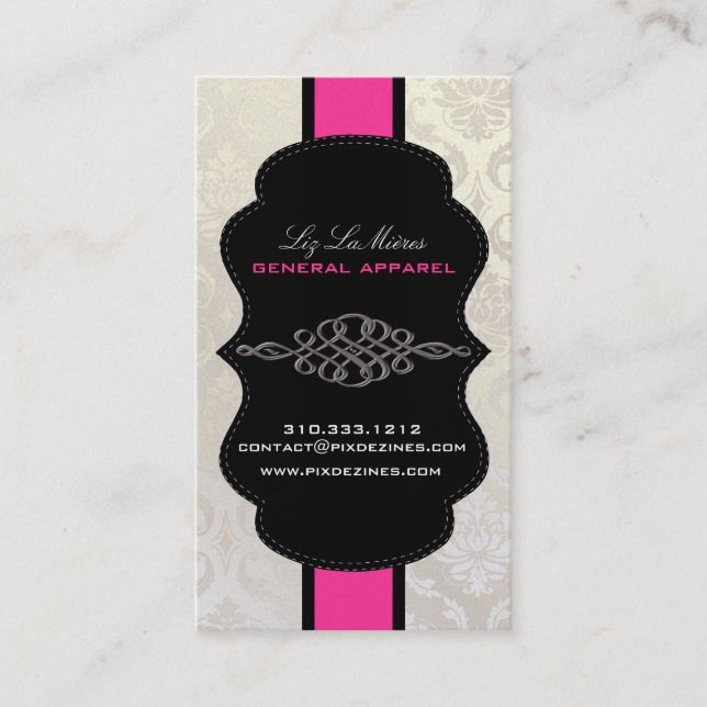 PixDezines Vendome Damask, Pearl Stock Business Card (Front)