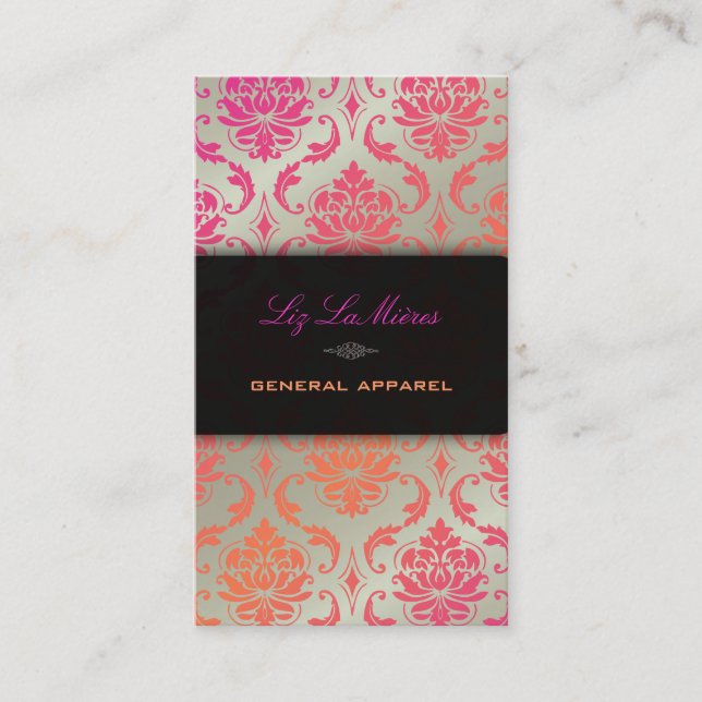 PixDezines vendome damask/sherbet colour Business Card (Front)