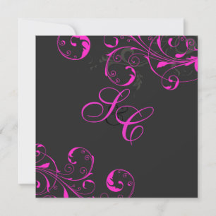 PixDezines Vine swirls, Neon Pink/DIY colour Invitation