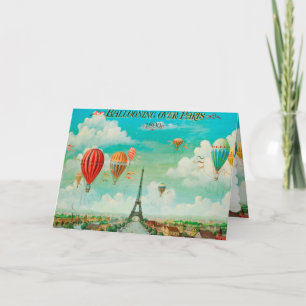 PixDezines vintage balloons/eiffel/paris Card
