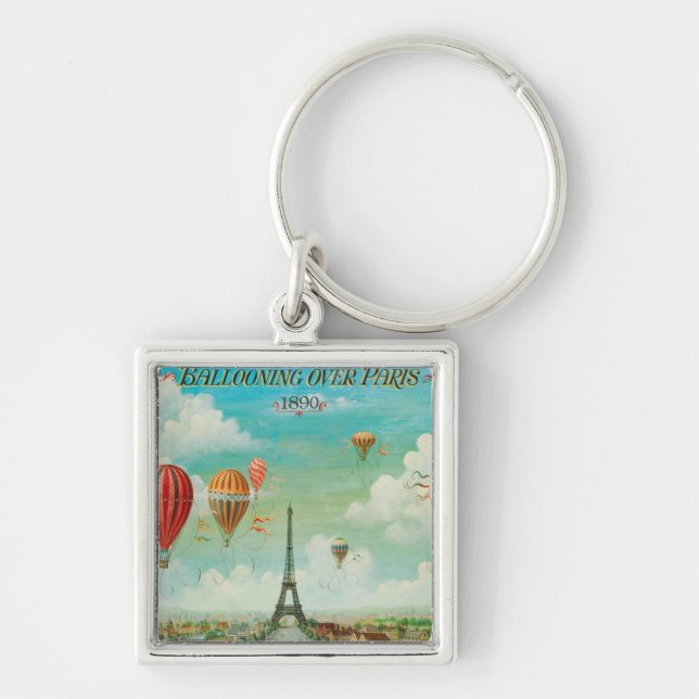 PixDezines vintage balloons/eiffel/paris Keychain (Front)
