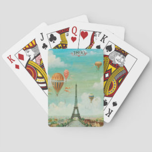 PixDezines vintage balloons/eiffel/paris Playing Cards