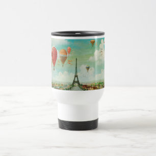 PixDezines vintage balloons/eiffel/paris Travel Mug