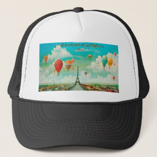 PixDezines vintage balloons/eiffel/paris Trucker Hat