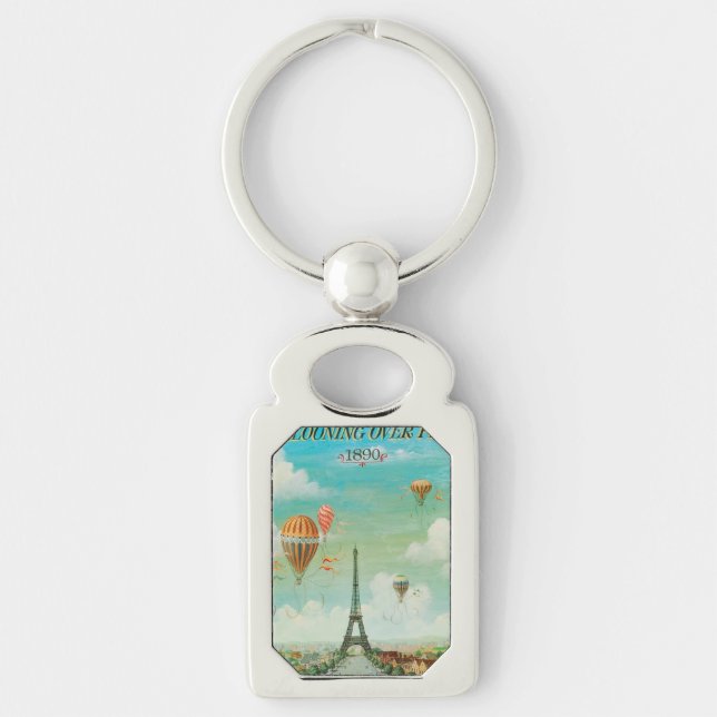 PixDezines vintage balloons over paris Keychain (Front)