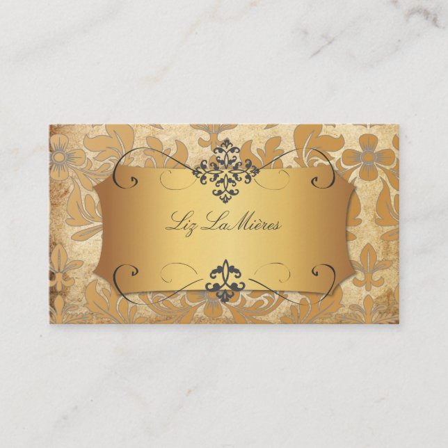 PixDezines vintage baroque damask Business Card (Front)
