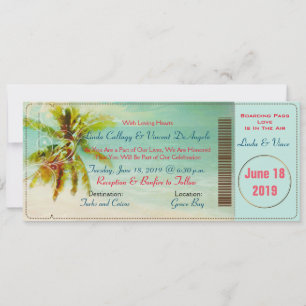 PixDezines Vintage Beach Boarding Pass Invitation