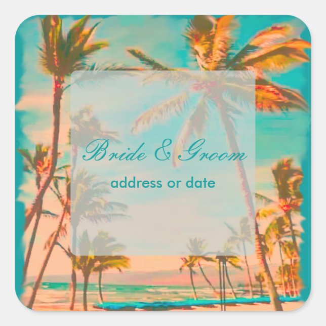 PixDezines vintage beach scene Square Sticker (Front)