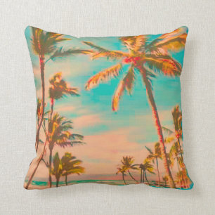 PixDezines vintage beach scene Throw Pillow