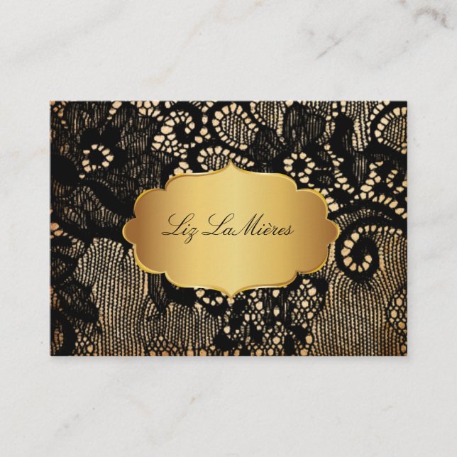 PixDezines VINTAGE BLACK LACE/FAUX PARCHMENT Business Card (Front)