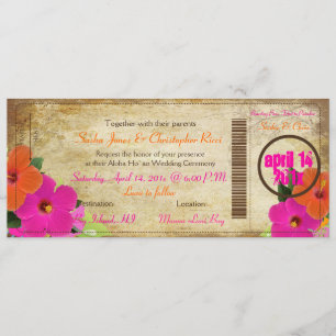 PixDezines vintage boarding pass/hibiscus Invitation