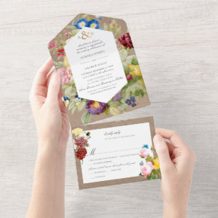 PixDezines Vintage Botanical Craft Background All In One Invitation