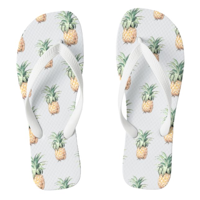 PixDezines Vintage Botanical/Pineapples/Redoute Flip Flops (Footbed)