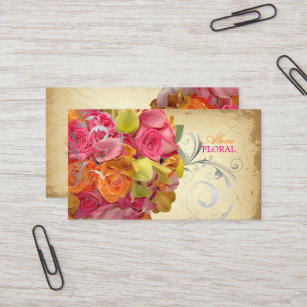PixDezines vintage bouquet, florists/diy colours Business Card