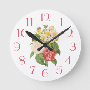 PixDezines Vintage Camelia/Daffodils/DIY Font Round Clock