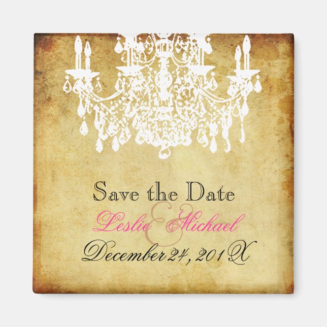 PixDezines Vintage Chandelier/ Save the Date Magnet (Front)