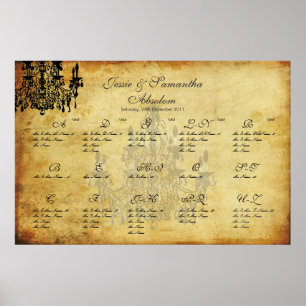 PixDezines vintage chandelier/seating plan/Alpha Poster