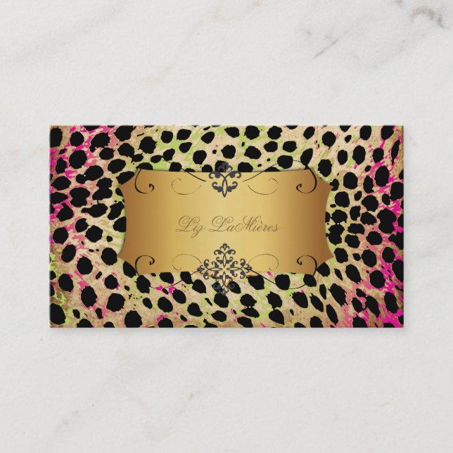 PixDezines vintage cheetah+zebra Business Card (Front)