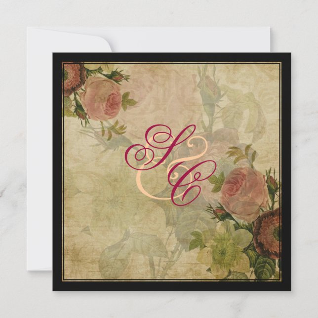 PixDezines vintage cottage roses Invitation (Front)