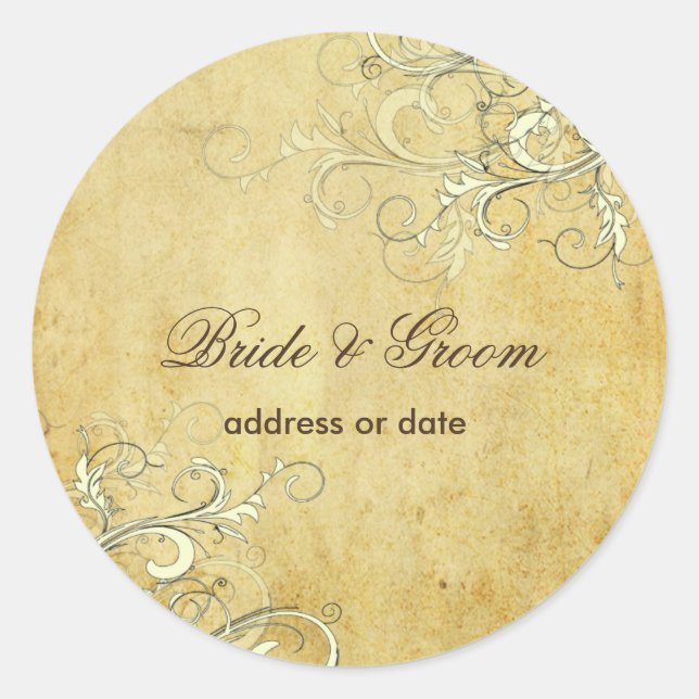 PixDezines vintage cream swirls Classic Round Sticker (Front)