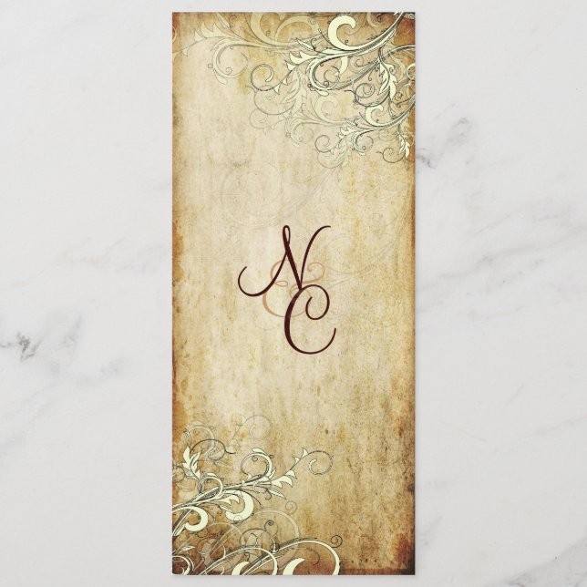 PixDezines vintage cream swirls wedding programs (Front)