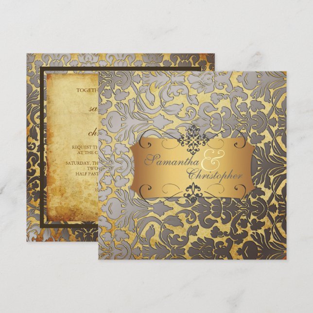 PixDezines Vintage Damask/DIY fonts.. Invitation (Front/Back)